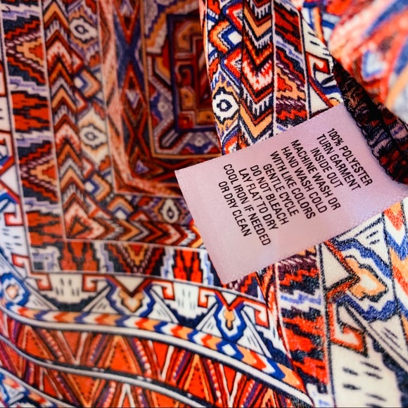 GNW Blouse Long Sleeve Geometric Sheer Red XL - Picture 5 of 6